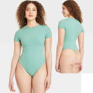 Auden size XS Luxe Stretch Fully Lined Short Sleeve Bodysuit New